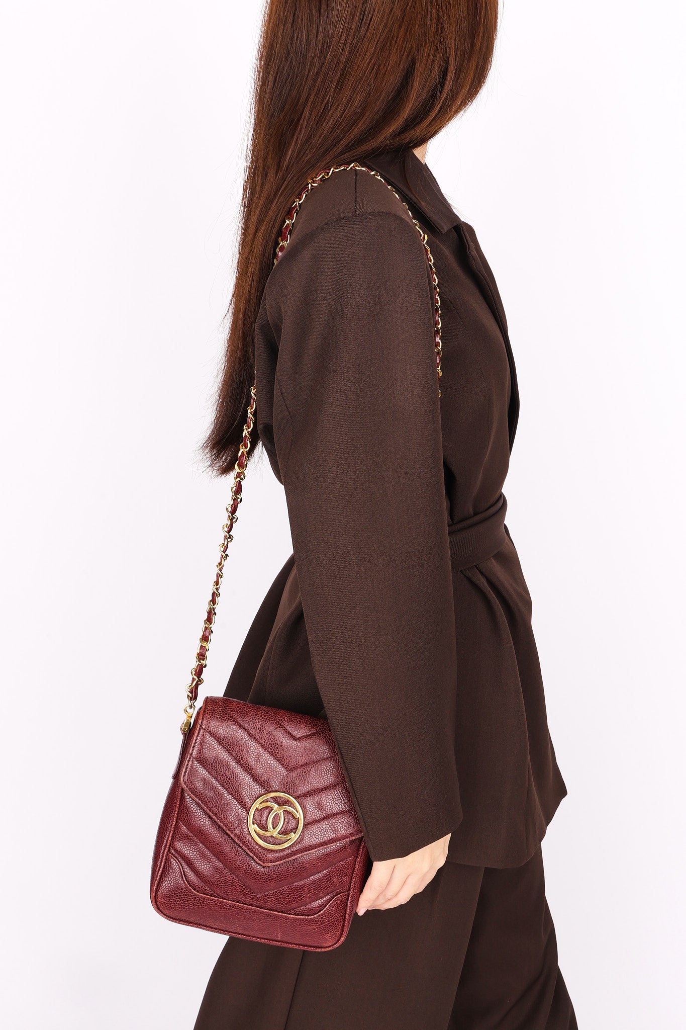 Chanel Chevron Envelope Flap Bordeaux Caviar 24K GP