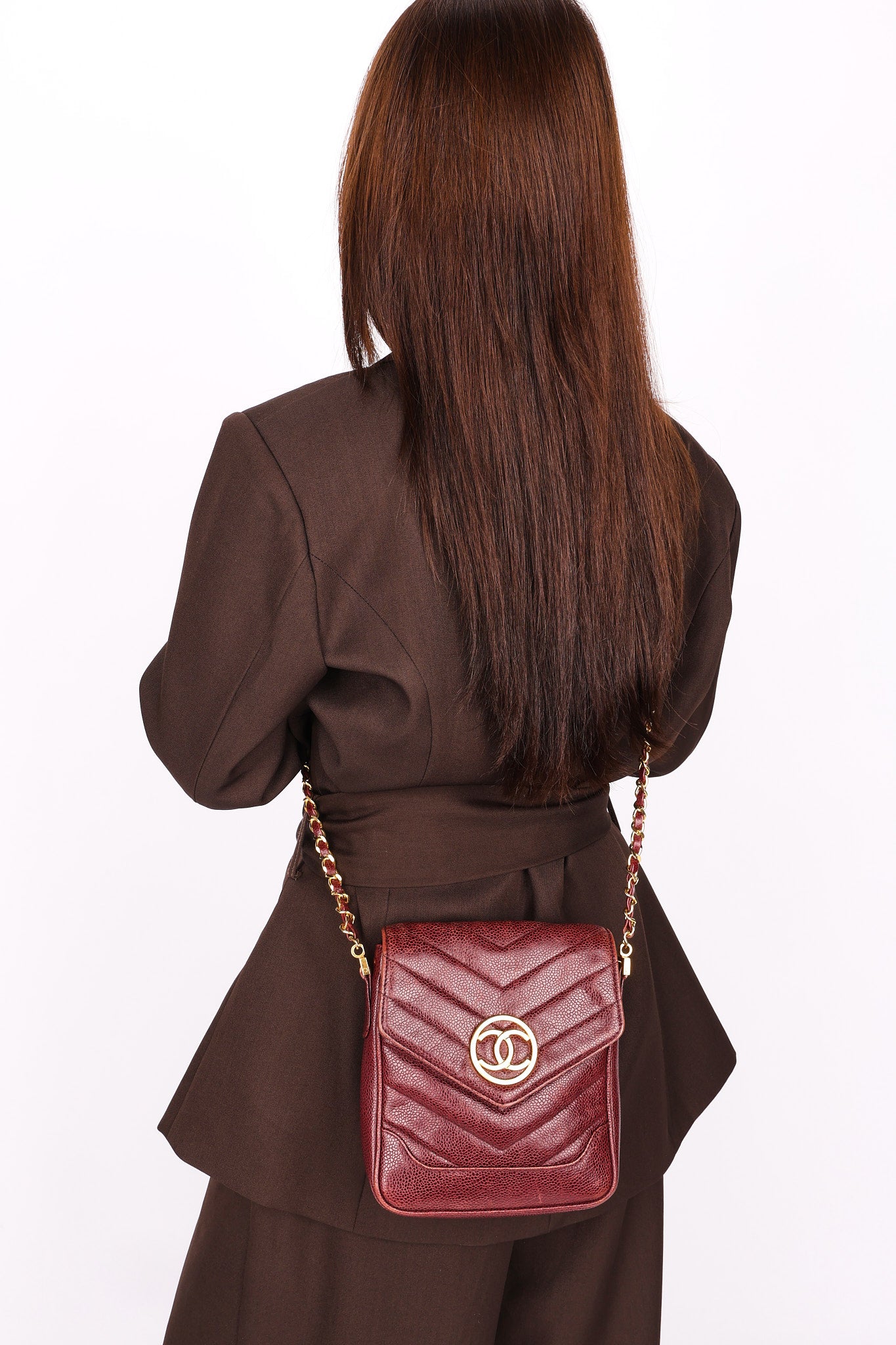 Chanel Chevron Envelope Flap Bordeaux Caviar 24K GP