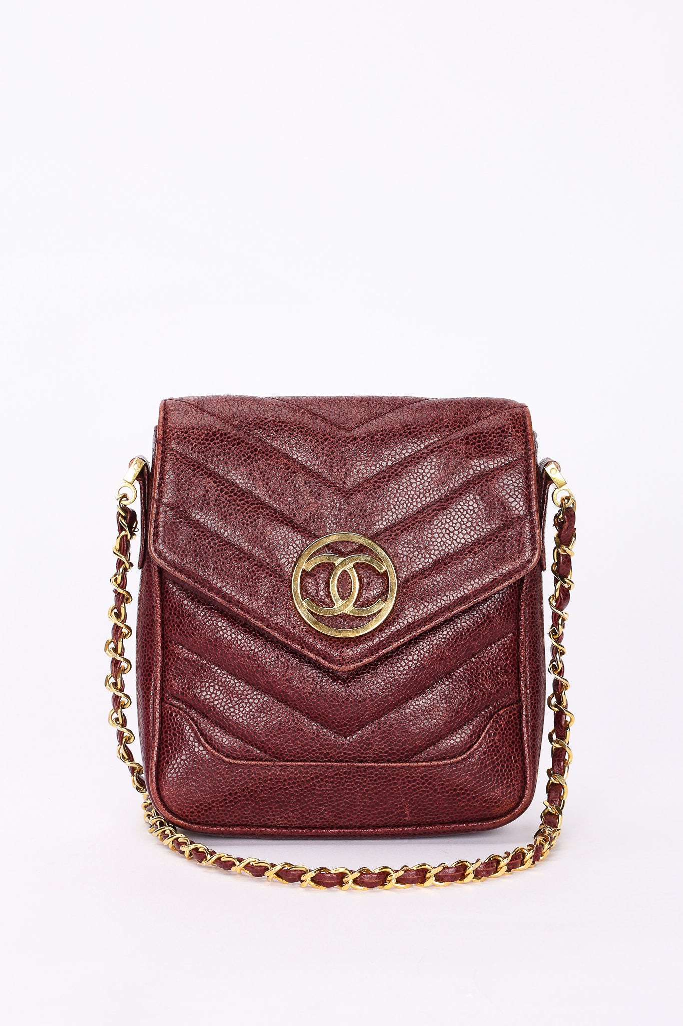 Chanel Chevron Envelope Flap Bordeaux Caviar 24K GP