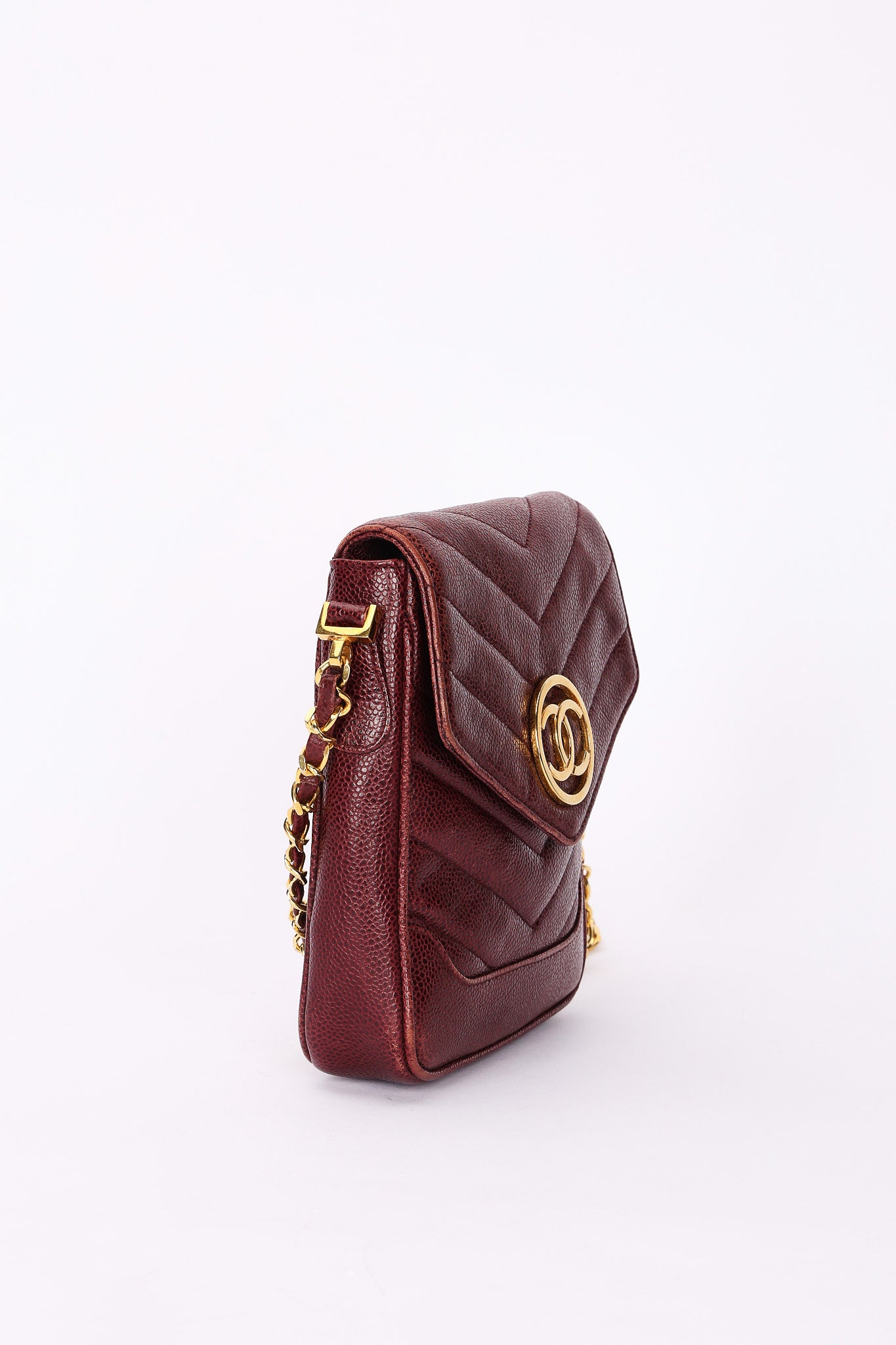 Chanel Chevron Envelope Flap Bordeaux Caviar 24K GP