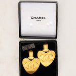 Chanel 1995 Heart Hoop Earrings 24K GP