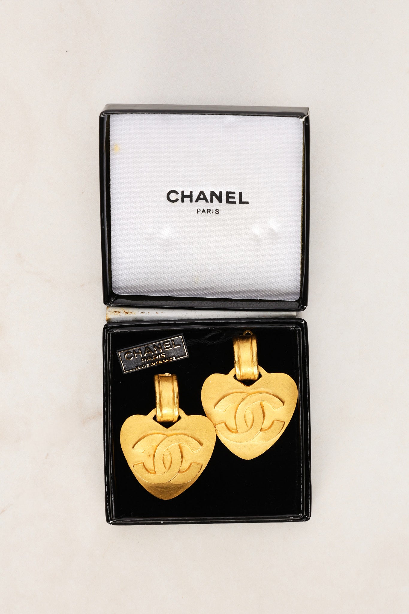Chanel 1995 Heart Hoop Earrings 24K GP