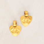 Chanel 1995 Heart Hoop Earrings 24K GP