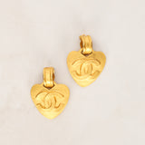 Chanel 1995 Heart Hoop Earrings 24K GP