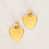 Chanel 1995 Heart Hoop Earrings 24K GP