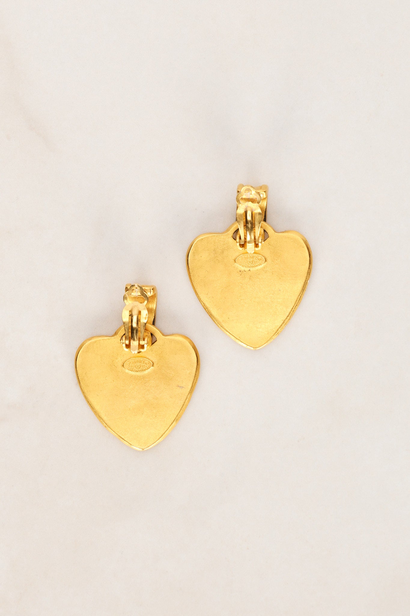 Chanel 1995 Heart Hoop Earrings 24K GP