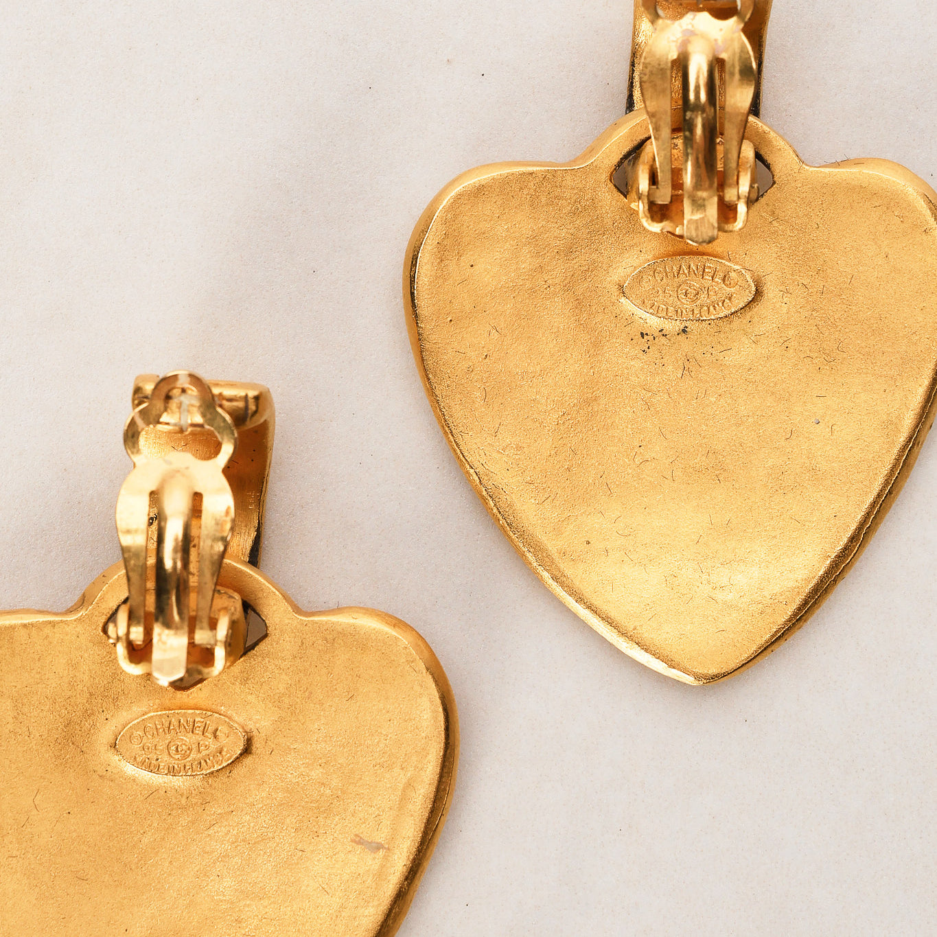Chanel 1995 Heart Hoop Earrings 24K GP