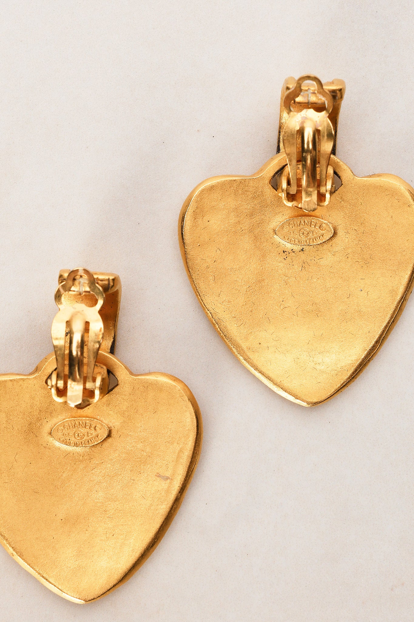 Chanel 1995 Heart Hoop Earrings 24K GP