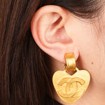 Chanel 1995 Heart Hoop Earrings 24K GP