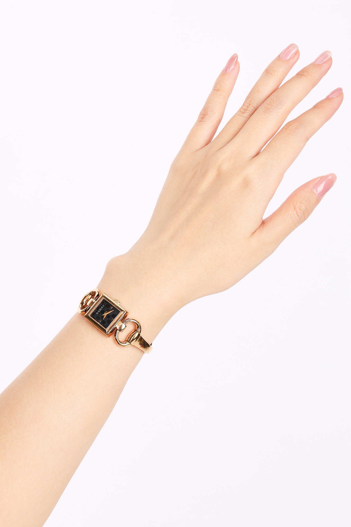 Gucci 120 Rose Onyx Monogram Square Watch 18mm