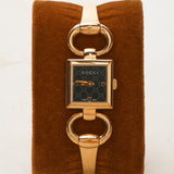 Gucci 120 Rose Onyx Monogram Square Watch 18mm