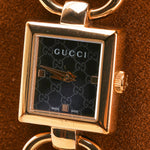 Gucci 120 Rose Onyx Monogram Square Watch 18mm