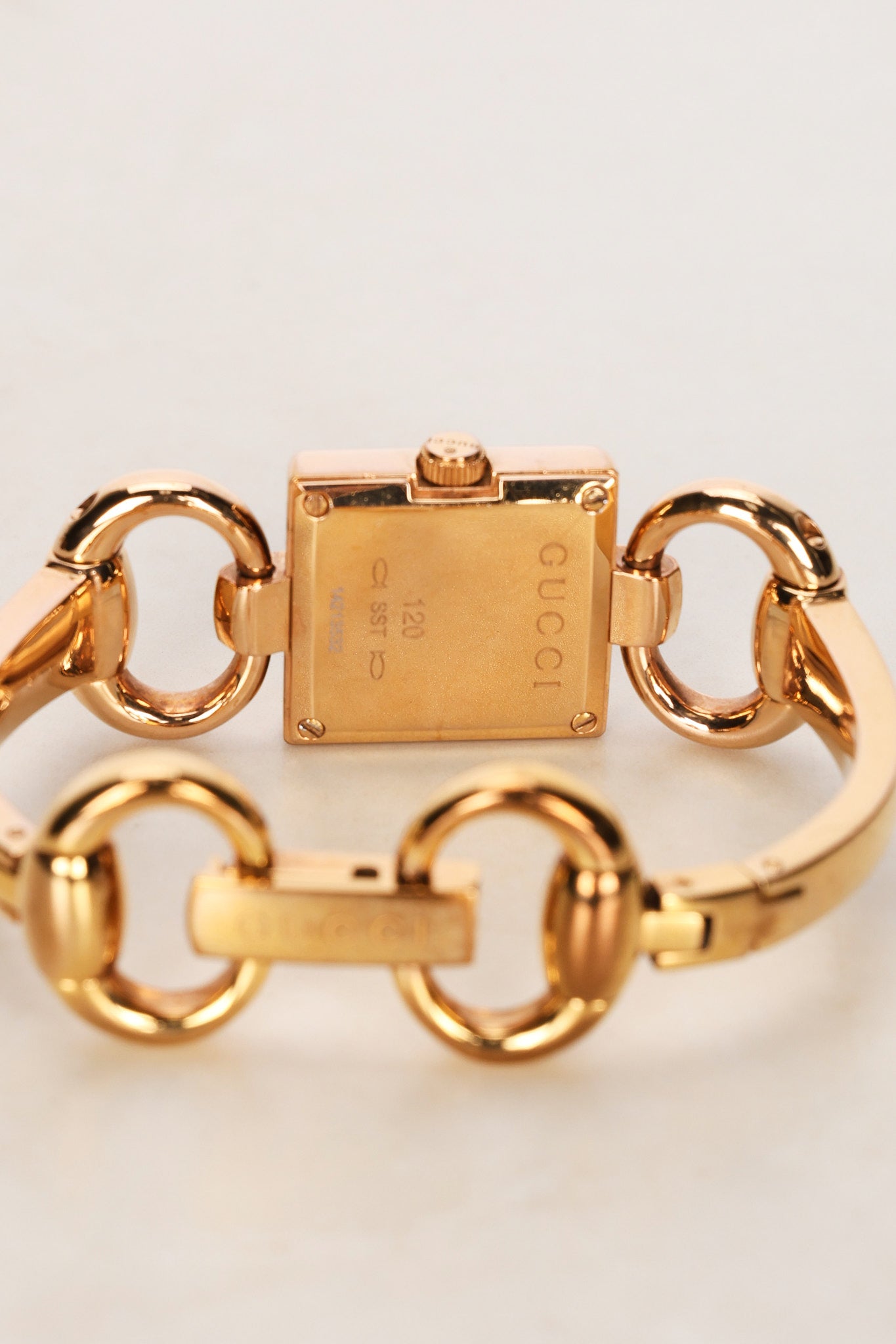 Gucci 120 Rose Onyx Monogram Square Watch 18mm