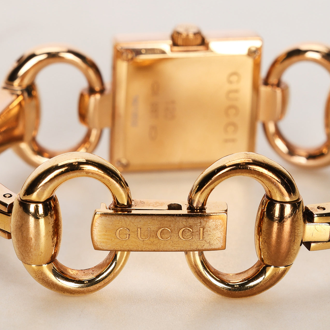 Gucci 120 Rose Onyx Monogram Square Watch 18mm
