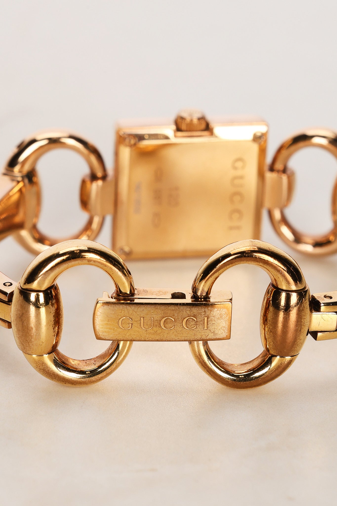 Gucci 120 Rose Onyx Monogram Square Watch 18mm