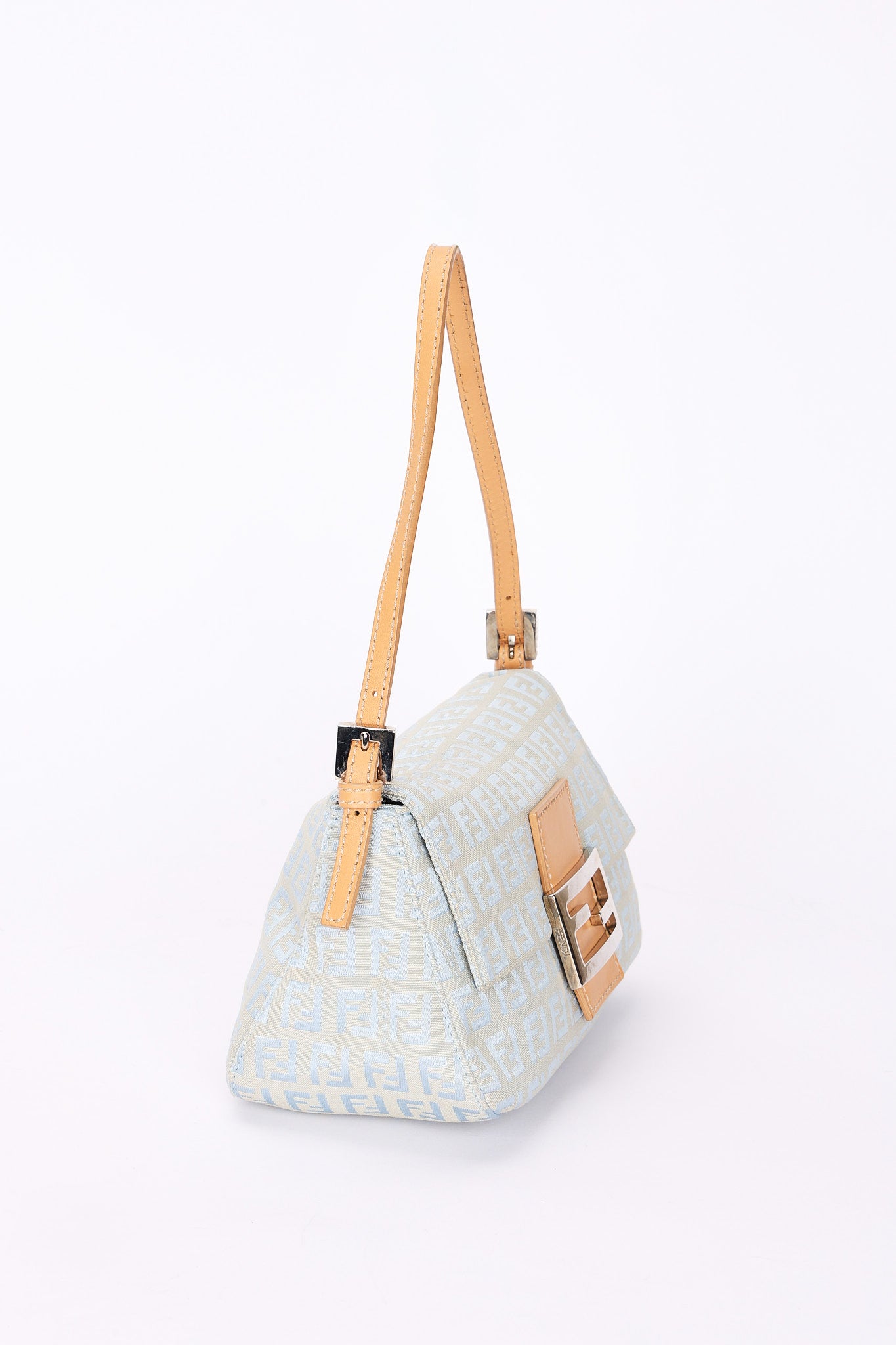 Fendi Zucchino Light Blue Mini Mamma Baguette