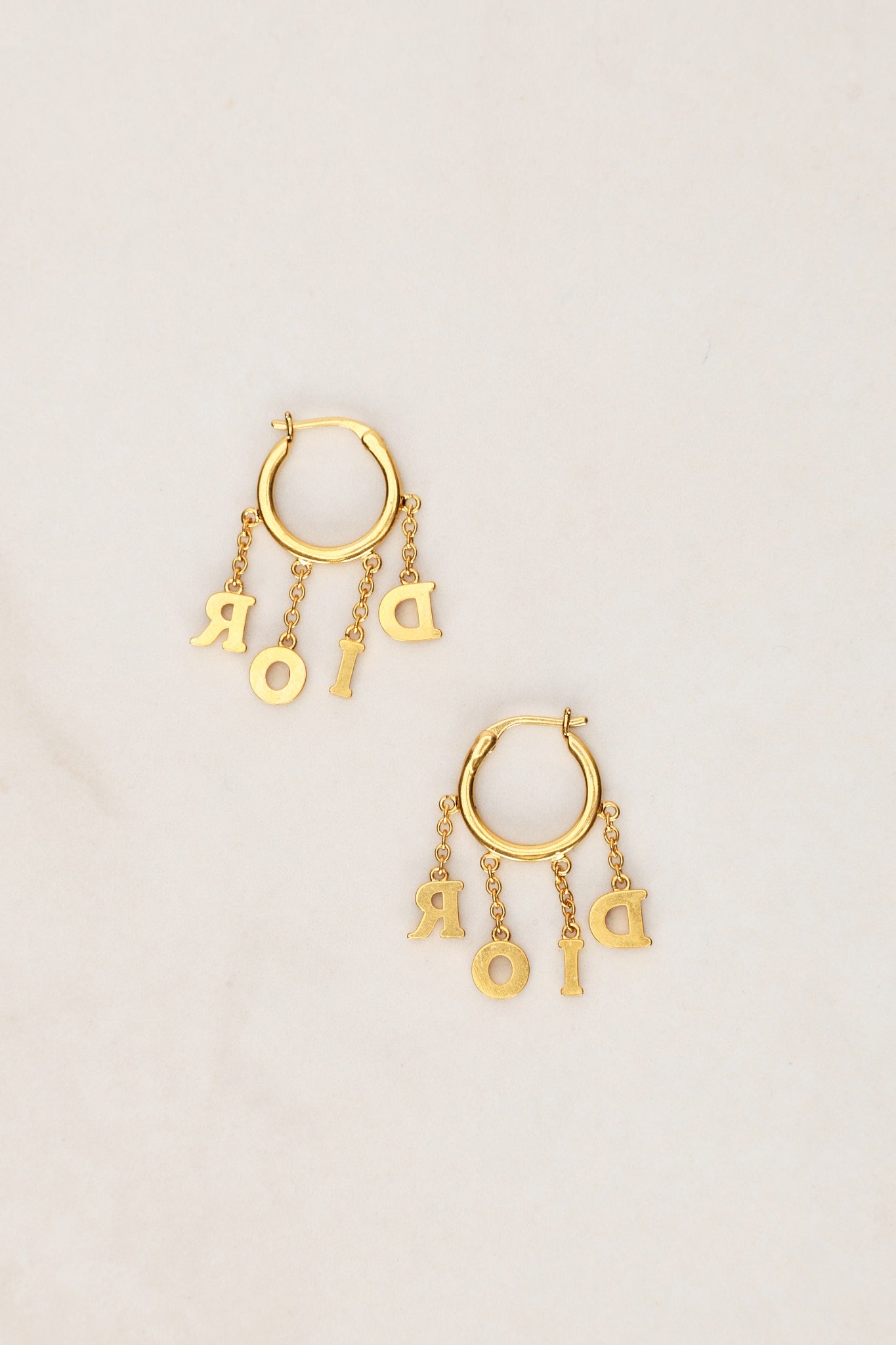 Dior Crystal Letter Charm Earrings