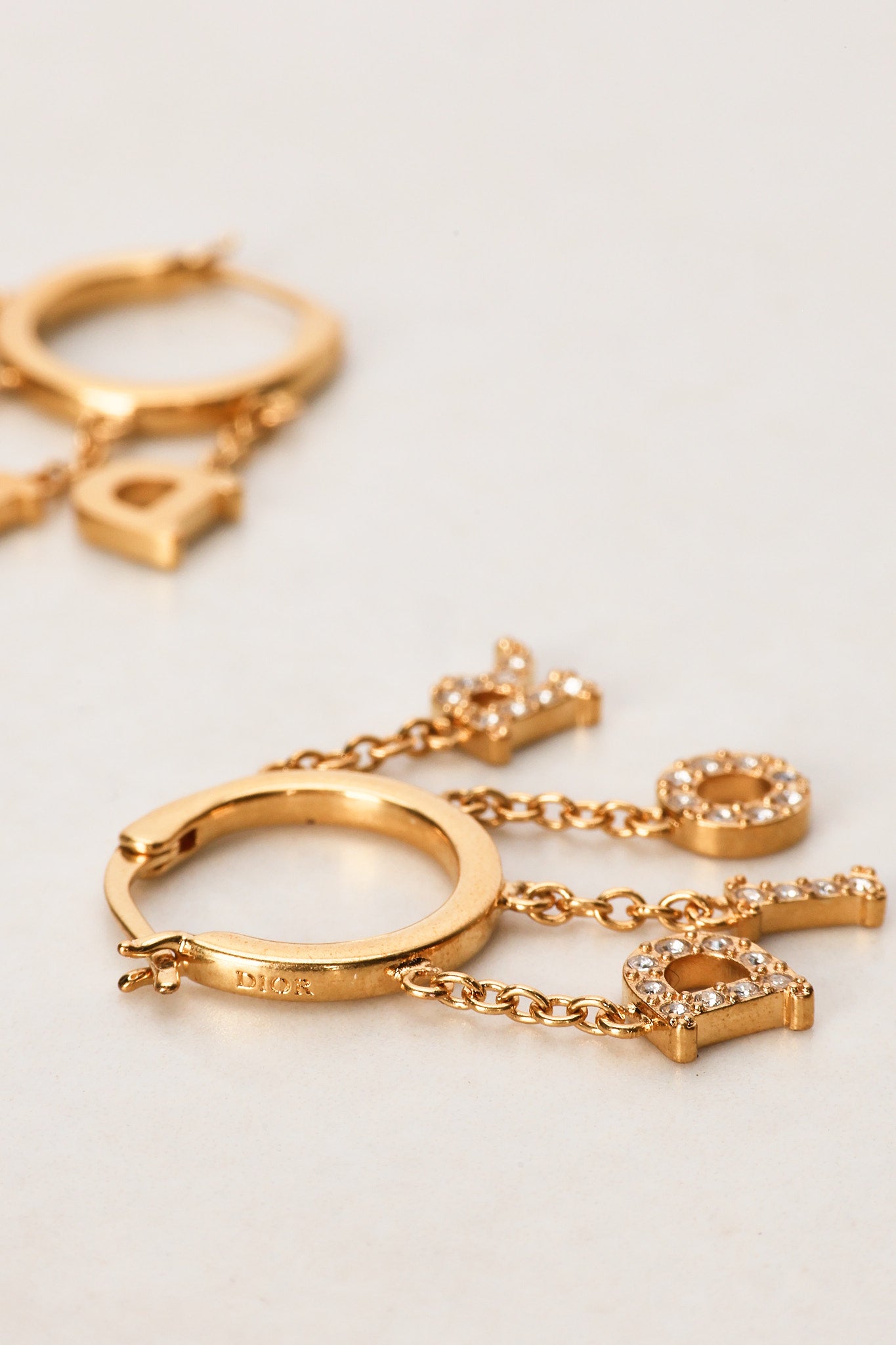 Dior Crystal Letter Charm Earrings