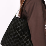 Gucci Monogram Suede Shoulder Bag with Pouch