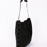 Gucci Monogram Suede Shoulder Bag with Pouch
