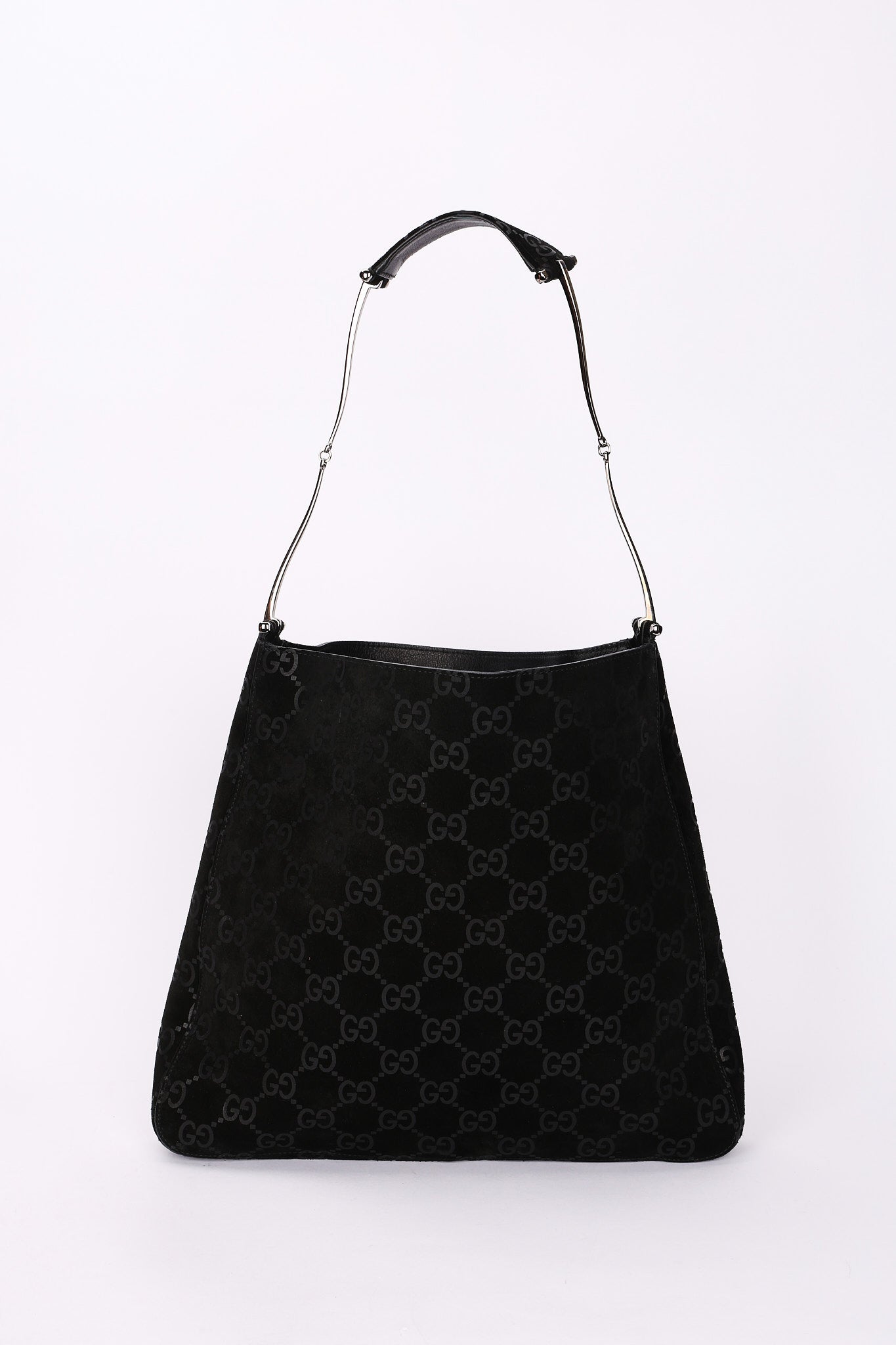 Gucci Monogram Suede Shoulder Bag with Pouch