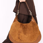 Gucci Micro Monogram Suede Medium B Shoulder Bag