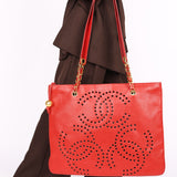 Chanel CC Perforated Tote Red Caviar 24K GP