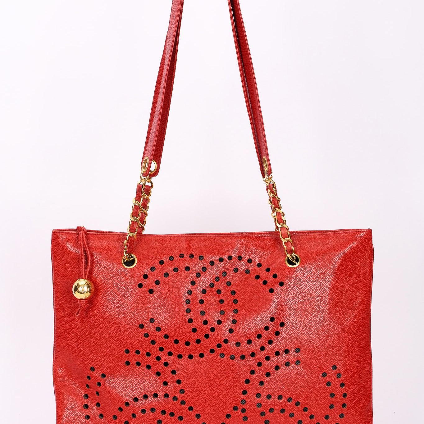 Chanel CC Perforated Tote Red Caviar 24K GP