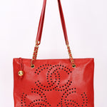 Chanel CC Perforated Tote Red Caviar 24K GP