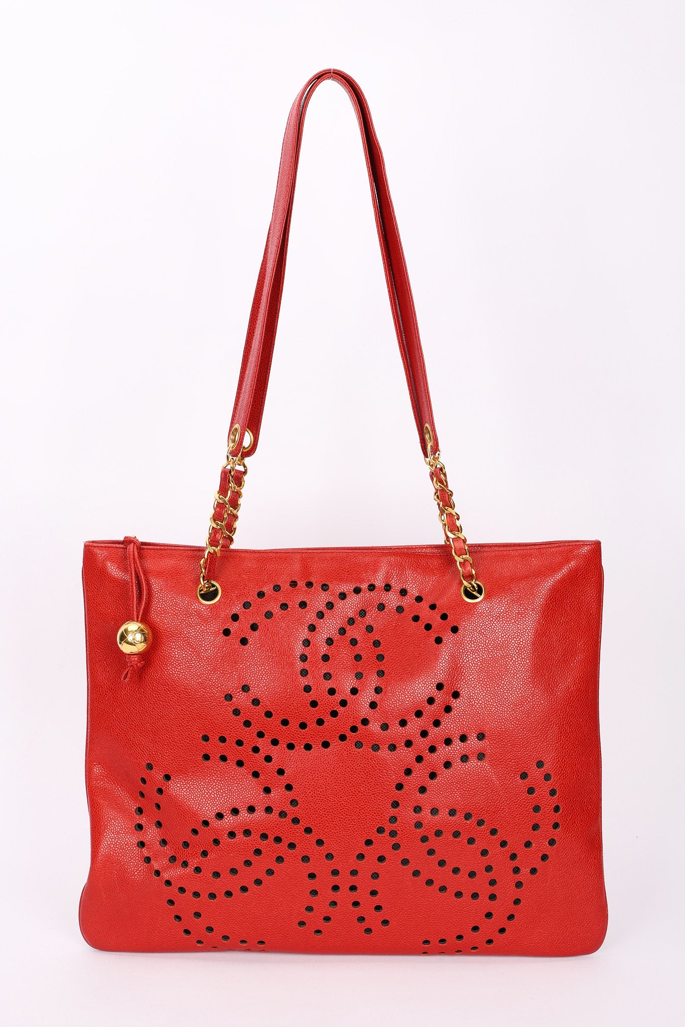 Chanel CC Perforated Tote Red Caviar 24K GP
