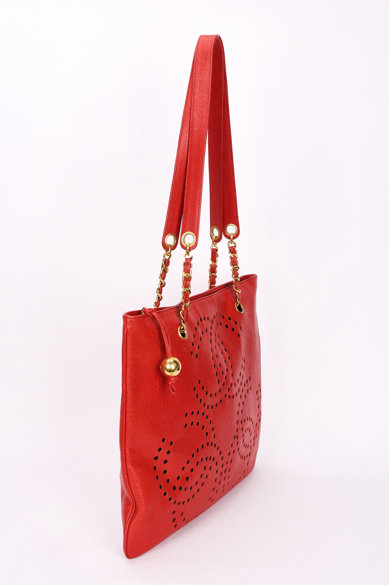 Chanel CC Perforated Tote Red Caviar 24K GP
