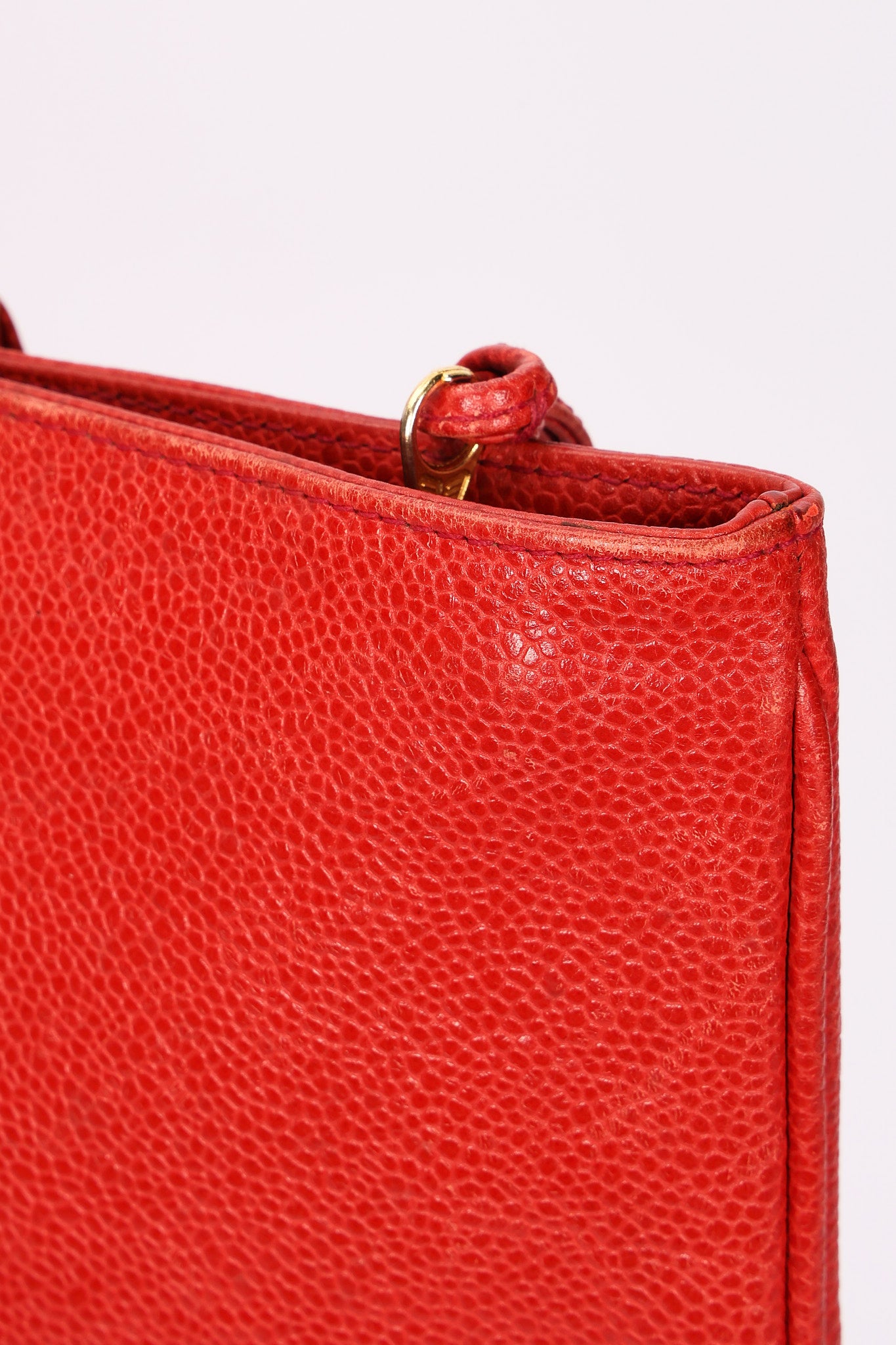Chanel CC Perforated Tote Red Caviar 24K GP