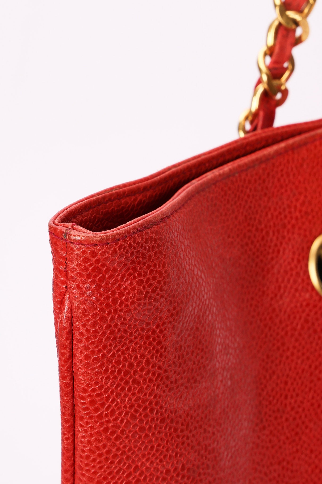 Chanel CC Perforated Tote Red Caviar 24K GP