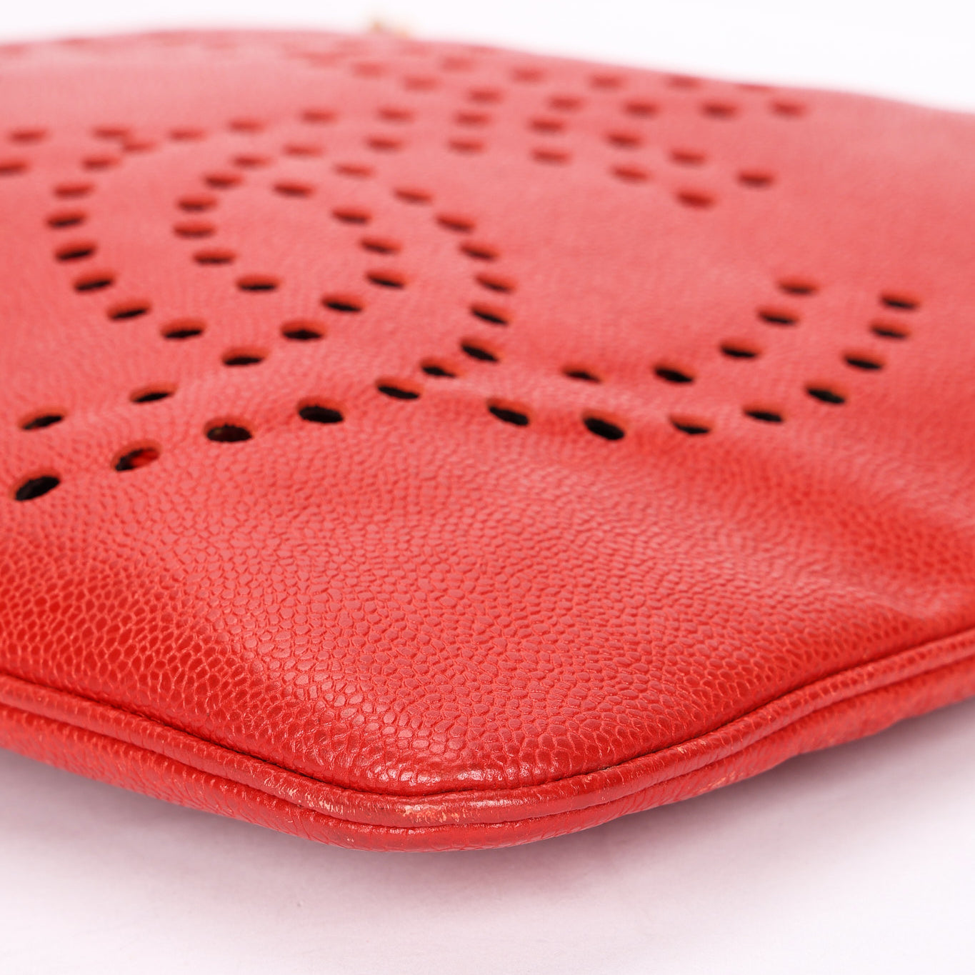 Chanel CC Perforated Tote Red Caviar 24K GP