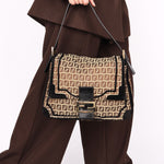 Fendi Zucchino Velvet Trim Mamma Forever Baguette GHW