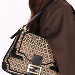 Fendi Zucchino Velvet Trim Mamma Forever Baguette GHW