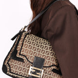 Fendi Zucchino Velvet Trim Mamma Forever Baguette GHW