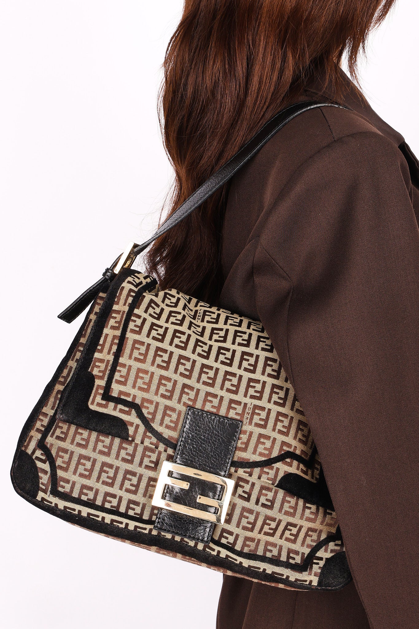 Fendi Zucchino Velvet Trim Mamma Forever Baguette GHW