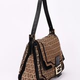 Fendi Zucchino Velvet Trim Mamma Forever Baguette GHW