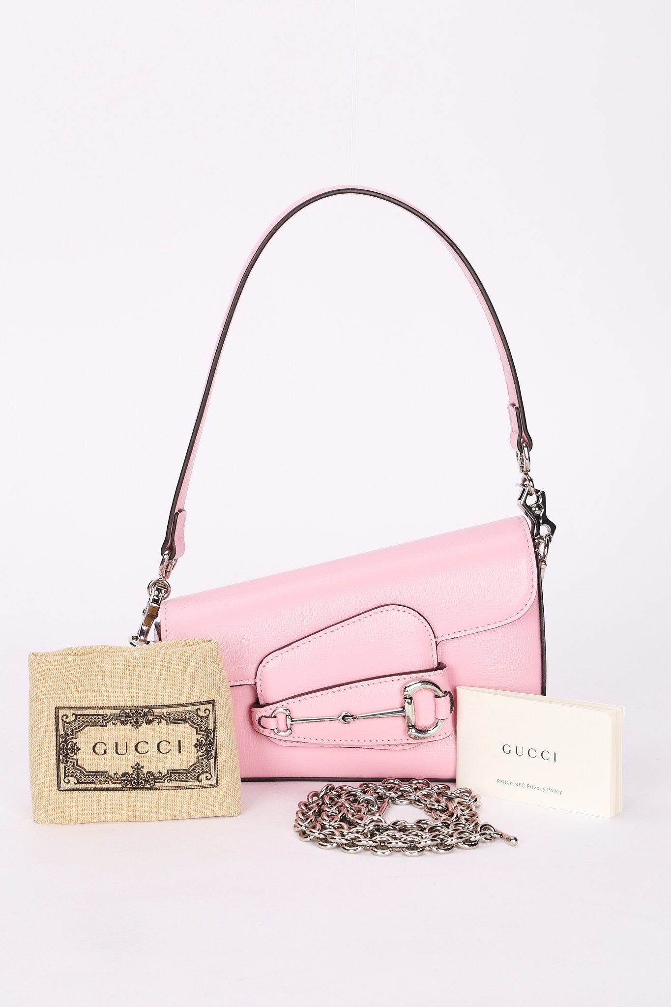 Gucci Mini Horsebit 1955 Asymmetric Shoulder Bag Pink