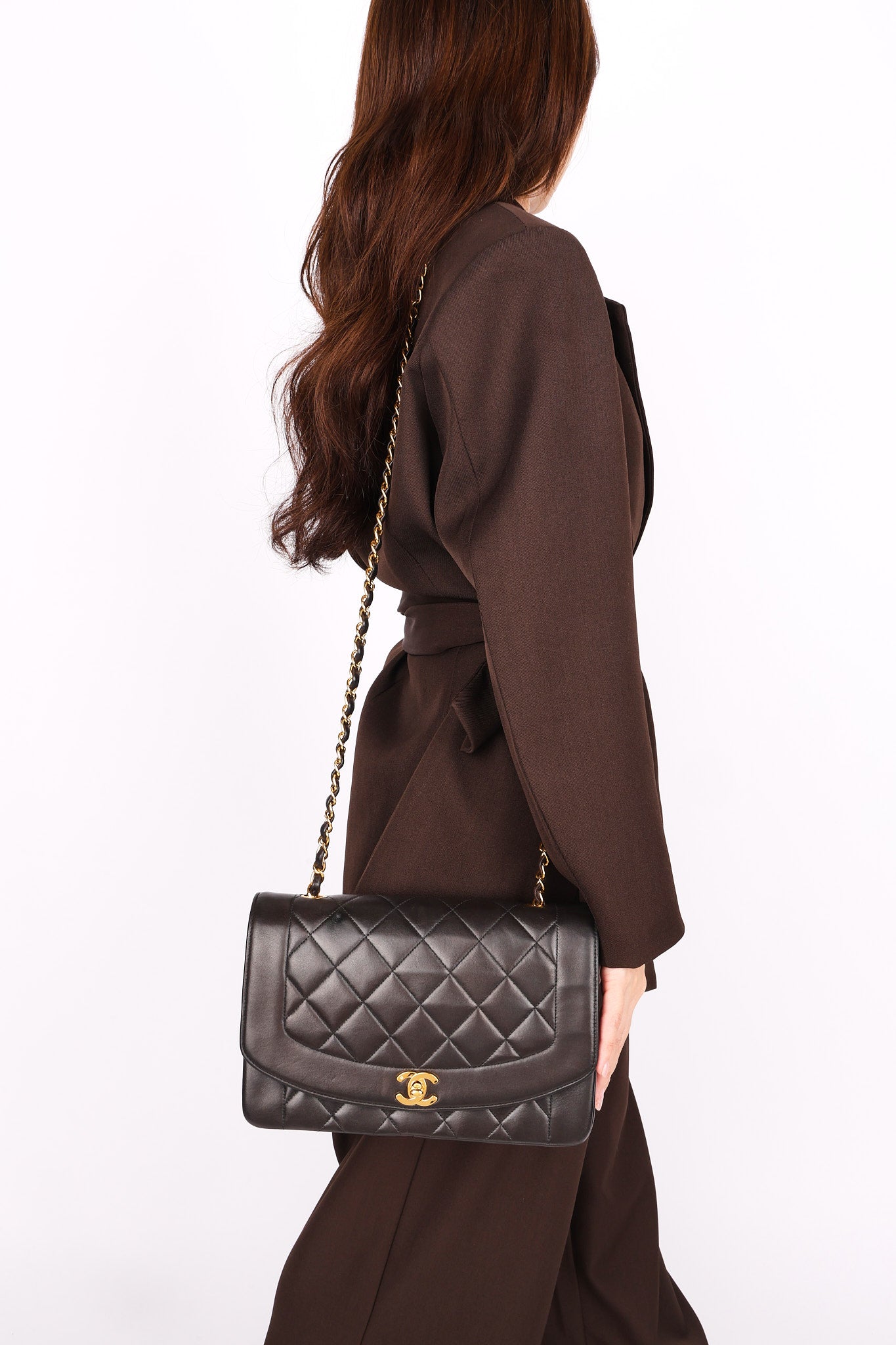 Chanel Medium Diana Flap Black Lambskin 24K GP