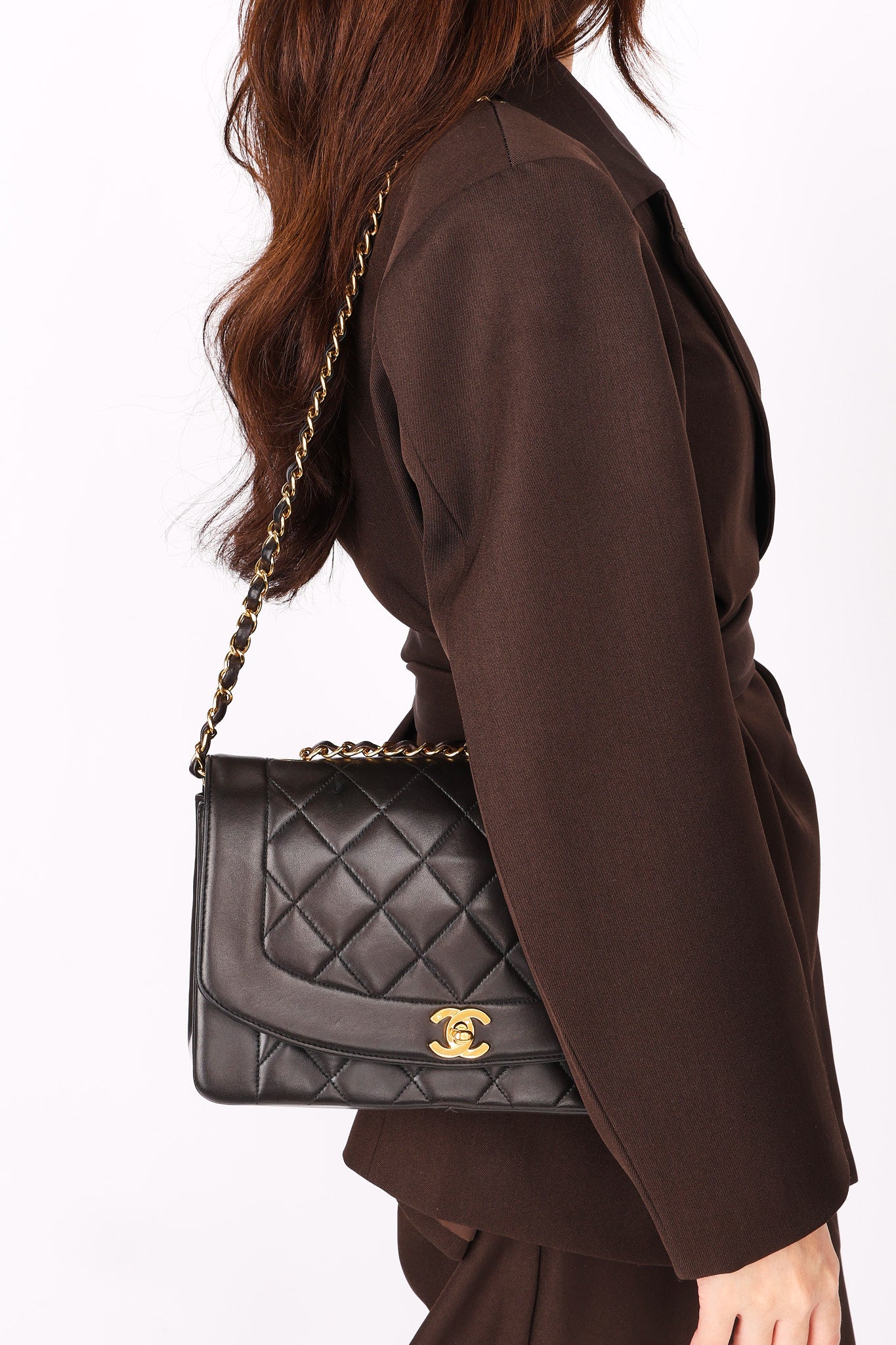 Chanel Medium Diana Flap Black Lambskin 24K GP