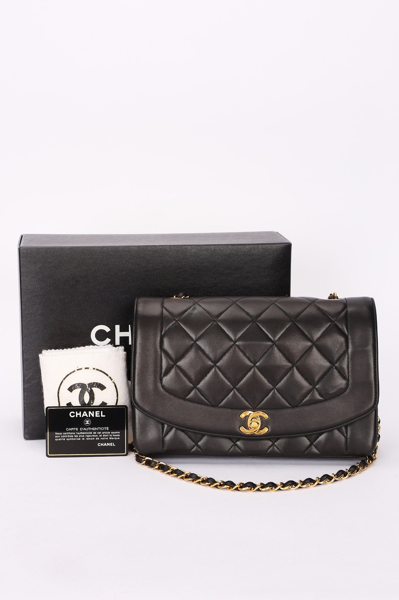 Chanel Medium Diana Flap Black Lambskin 24K GP