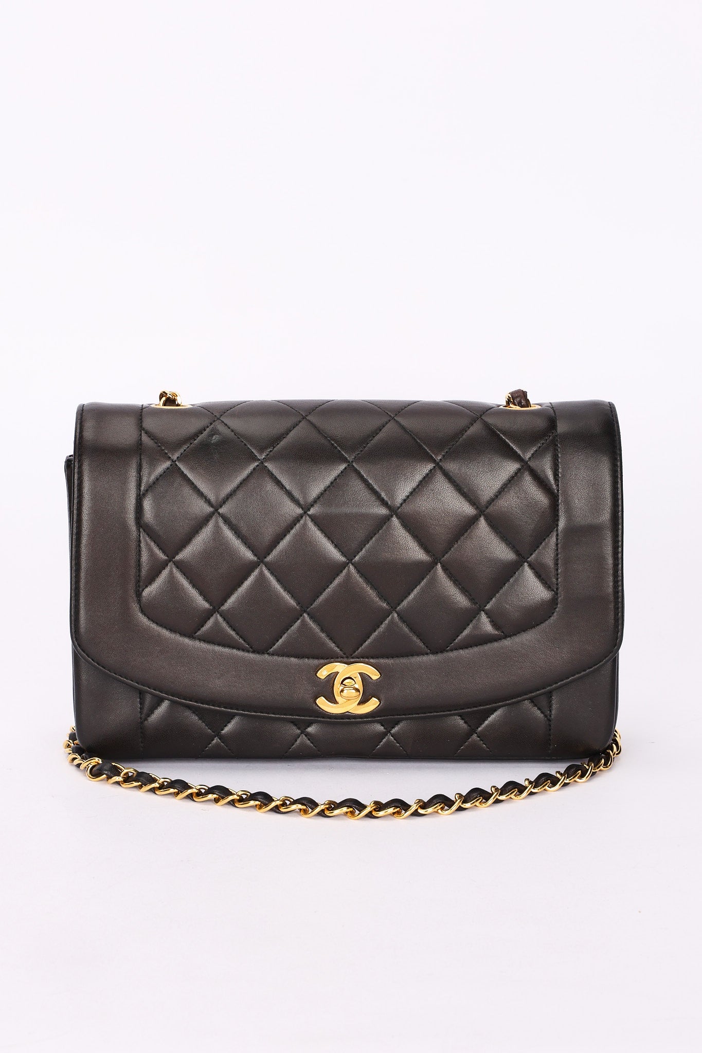 Chanel Medium Diana Flap Black Lambskin 24K GP