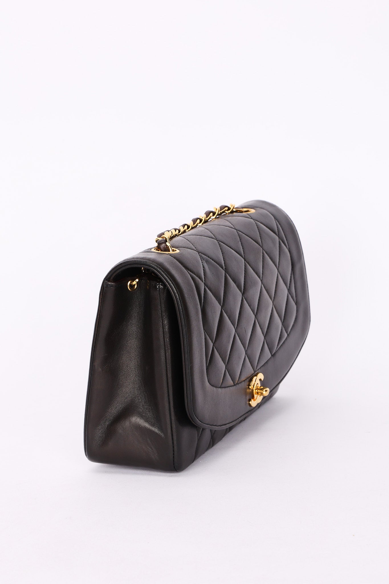 Chanel Medium Diana Flap Black Lambskin 24K GP
