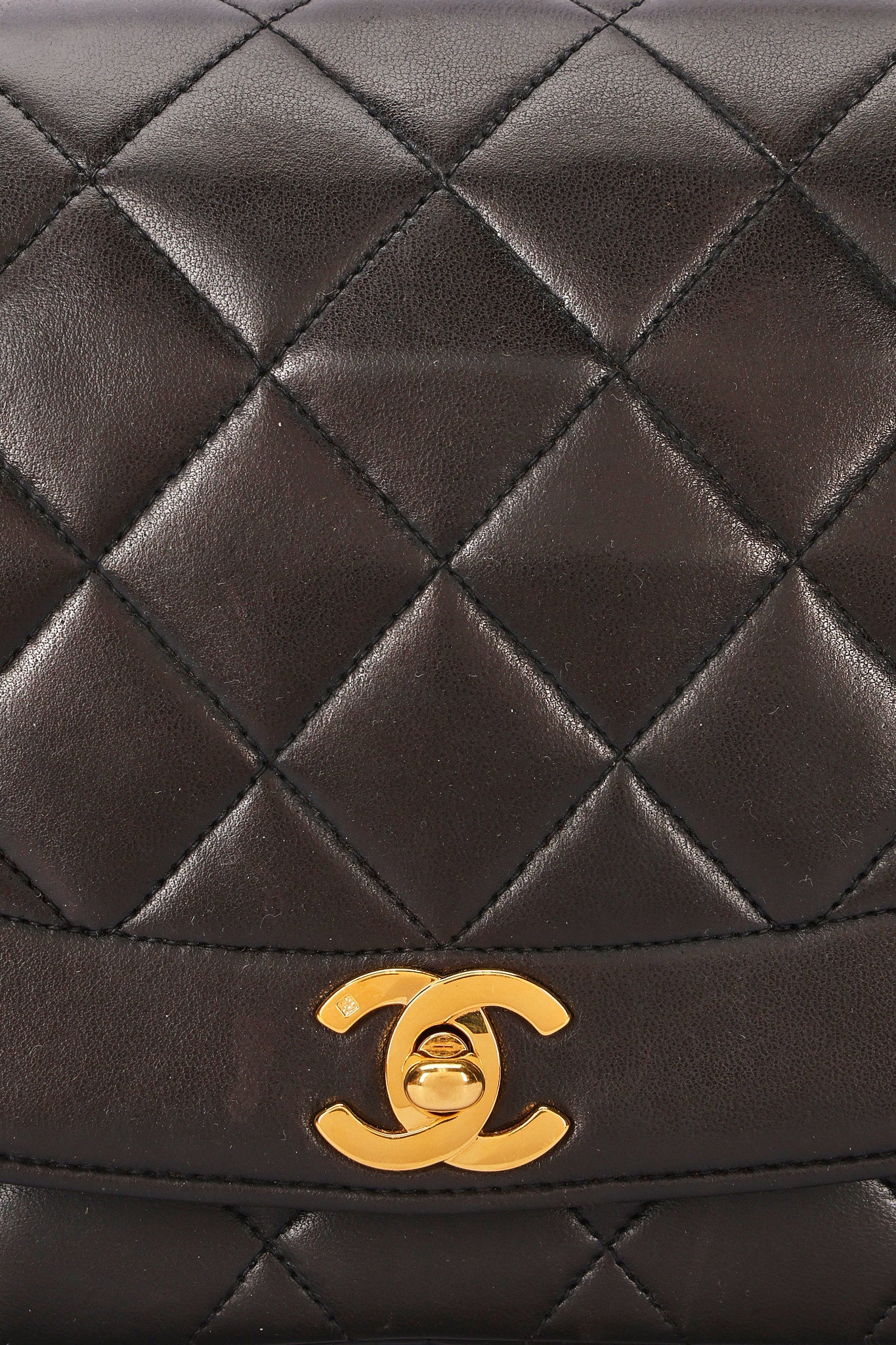 Chanel Medium Diana Flap Black Lambskin 24K GP