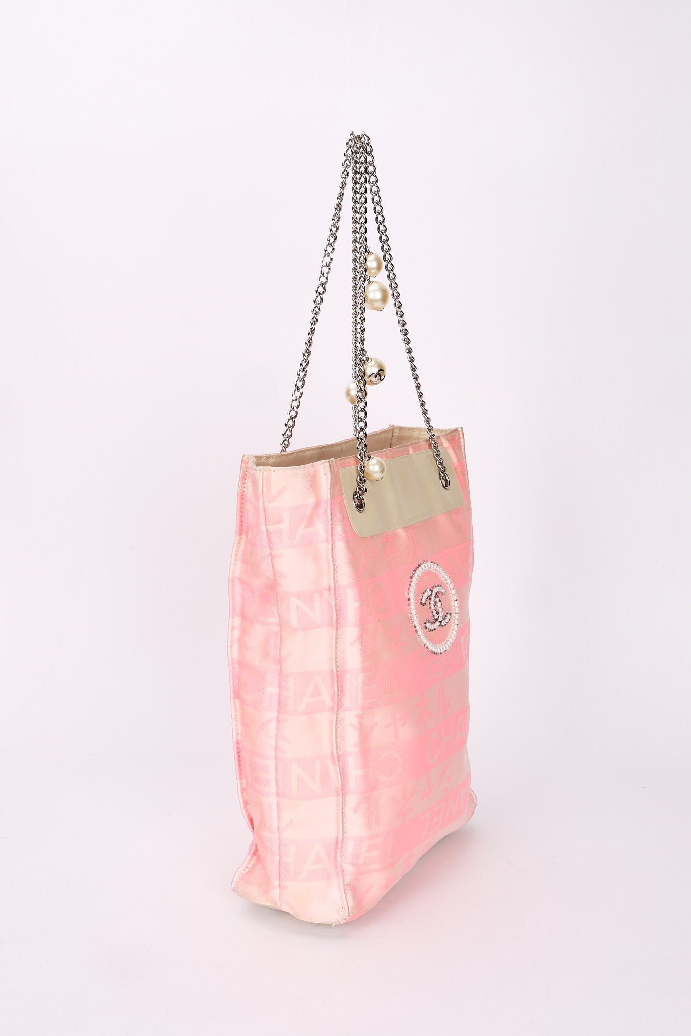Chanel Ginza Pearl Tote Pink Canvas SHW