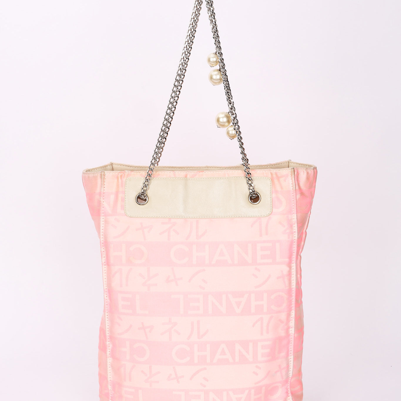 Chanel Ginza Pearl Tote Pink Canvas SHW