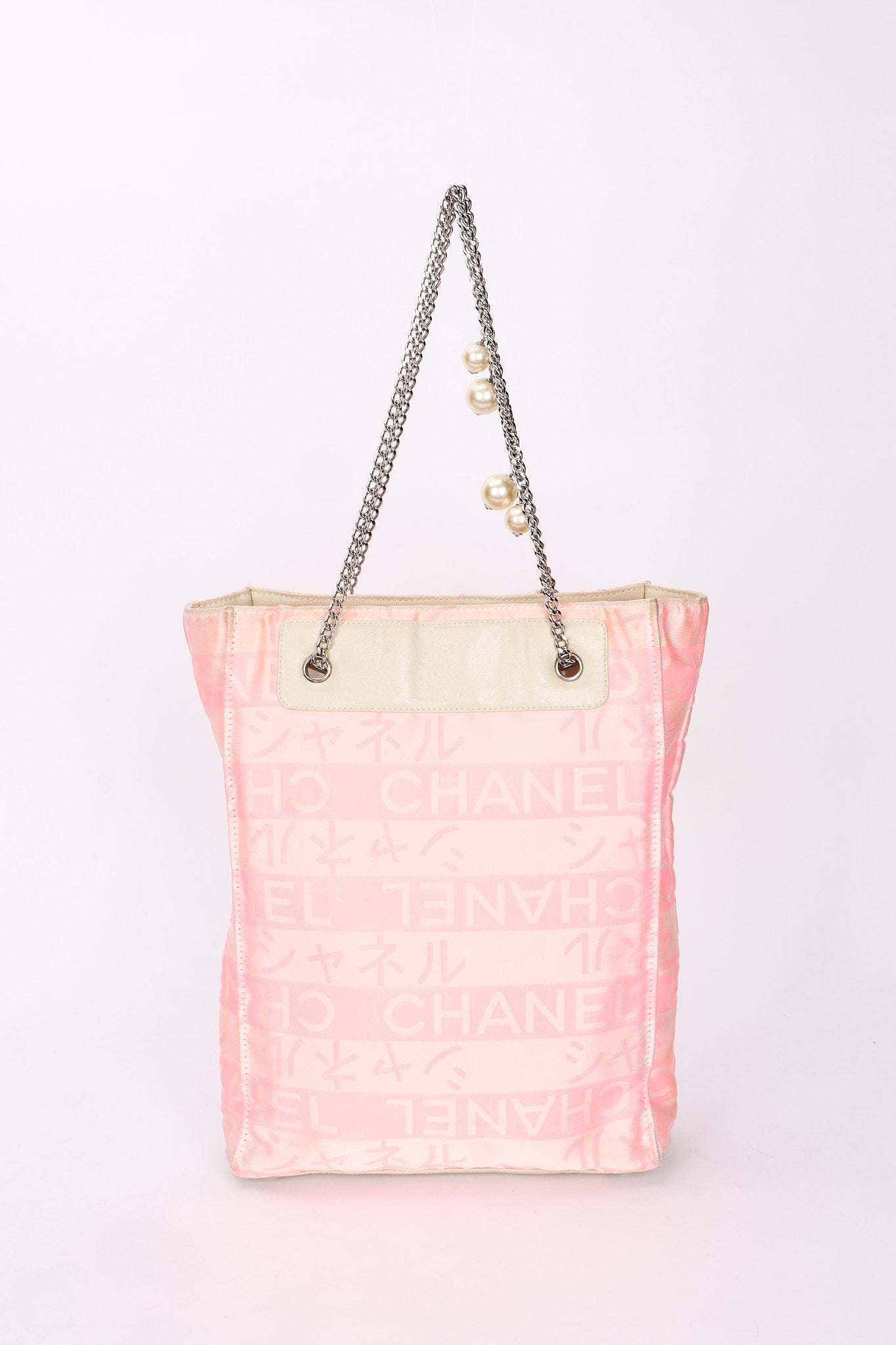Chanel Ginza Pearl Tote Pink Canvas SHW