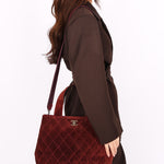 Chanel Trapezoid Tote Bordeaux Suede RHW